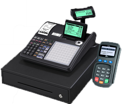 cash register with credit card reader